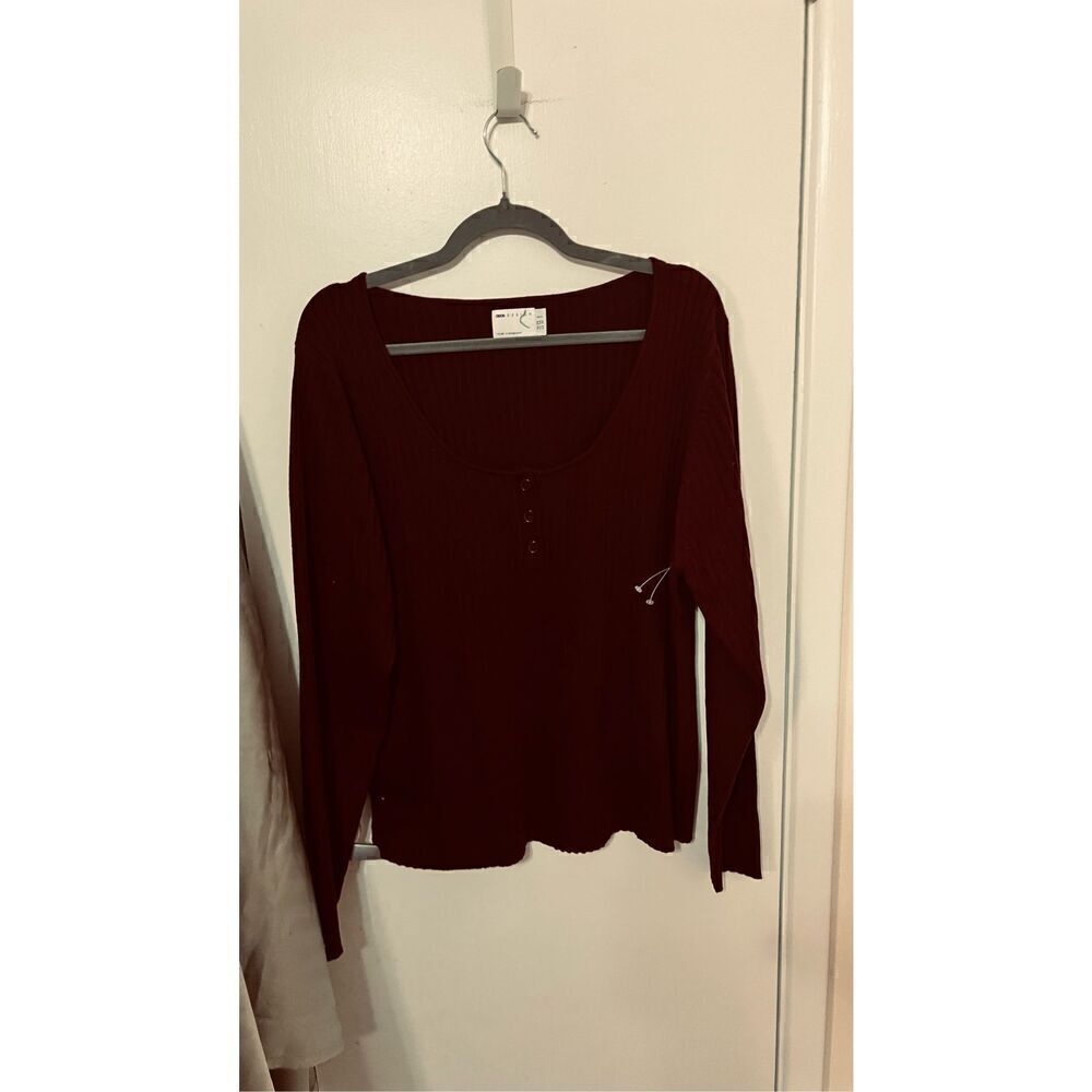 ASOS DESIGN RIBBED LONG SLEEVE BURGUNDY SWEATER WOMENS SIZE 20